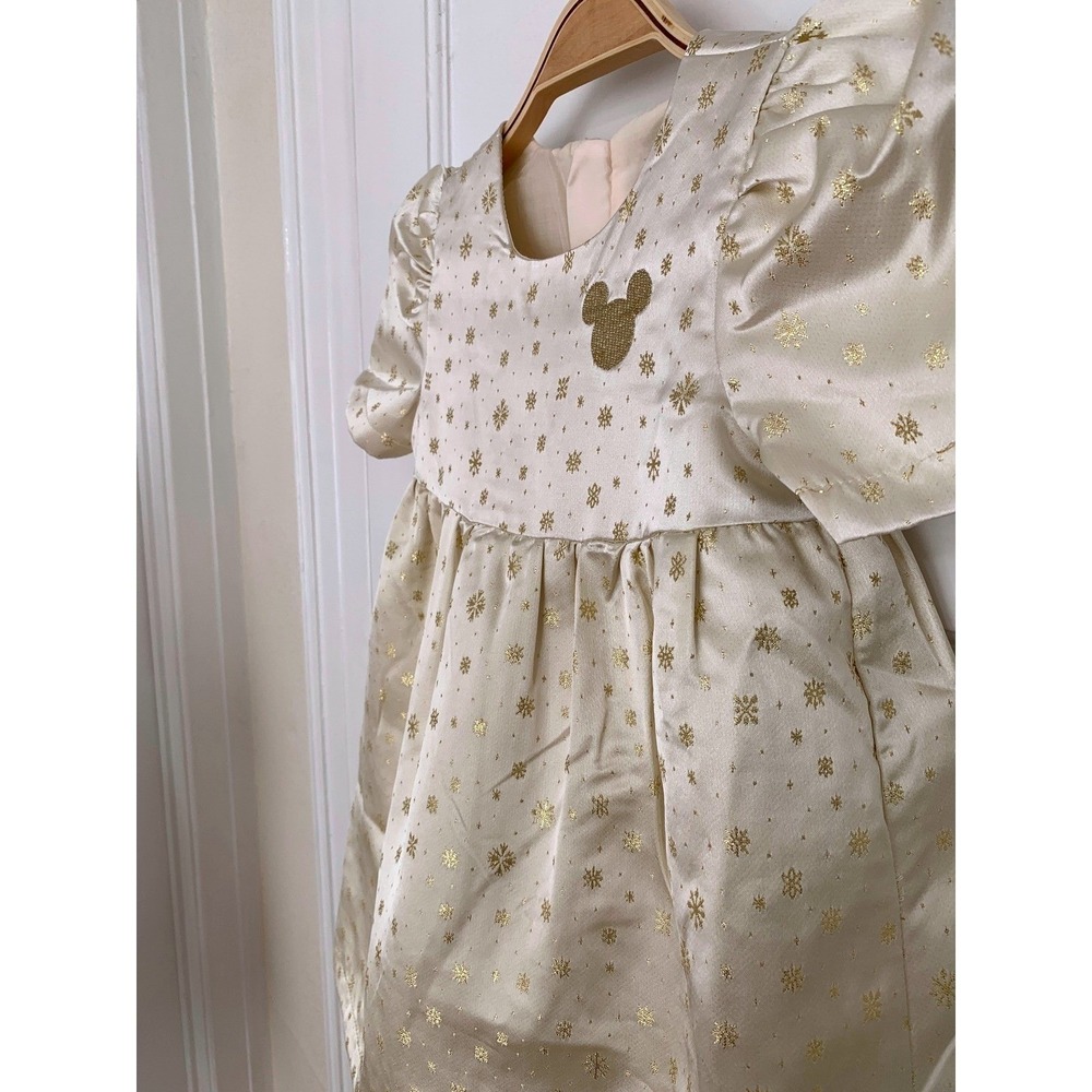 Disney Girls Ivory Gold Glitter Satin Minnie Mouse Princess Dress NWOT / Size 4 - Picture 5 of 16
